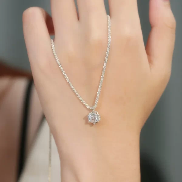 FEOBUR 1/2CT Sparkling Moissanite Diamond Necklace for Women Real S925 Silver Chains Pendant Female Wedding Trend Jewelry Gift - Image 3
