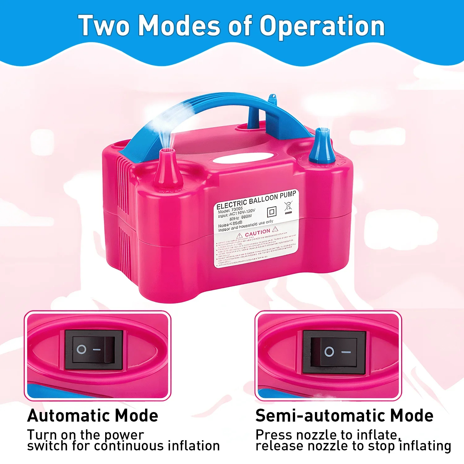 Double Nozzle Electric Balloon Inflation Pump, 600W Portable Balloon Pump for All Balloon Arch Party Birthday Wedding Decoration - Image 5