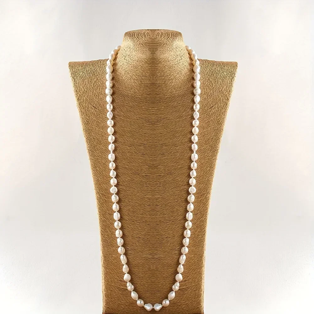 DAINASHI 8-9mm Baroque Natural Freshwater Pearl Necklaces for Women 86cm Long Sweater Necklaces Jewelry Gift Wholesale - Image 6
