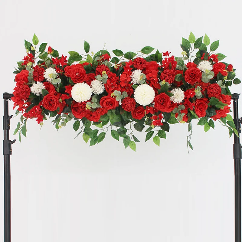 100cm Luxury White Rose Artificial Flower Row Wedding Table Centerpiece Flowers Backdrop Wall Arches Decor Party Stage Floral - Image 2