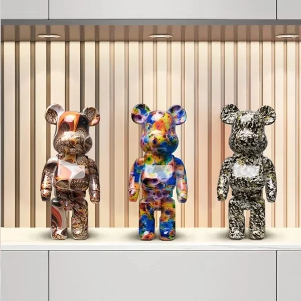 27cm/10Inches Graffiti Bear Figurine Home Decor Animal Abstract Ornament Storage Money Jar Modern Room Sculpture Table Decor - Image 5
