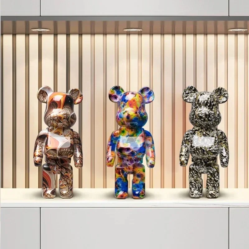 27cm/10Inches Graffiti Bear Figurine Home Decor Animal Abstract Ornament Storage Money Jar Modern Room Sculpture Table Decor - Image 5