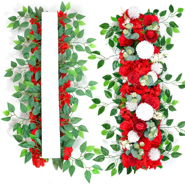 100cm Luxury White Rose Artificial Flower Row Wedding Table Centerpiece Flowers Backdrop Wall Arches Decor Party Stage Floral - Image 4