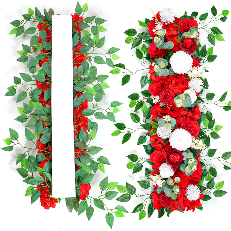 100cm Luxury White Rose Artificial Flower Row Wedding Table Centerpiece Flowers Backdrop Wall Arches Decor Party Stage Floral - Image 4