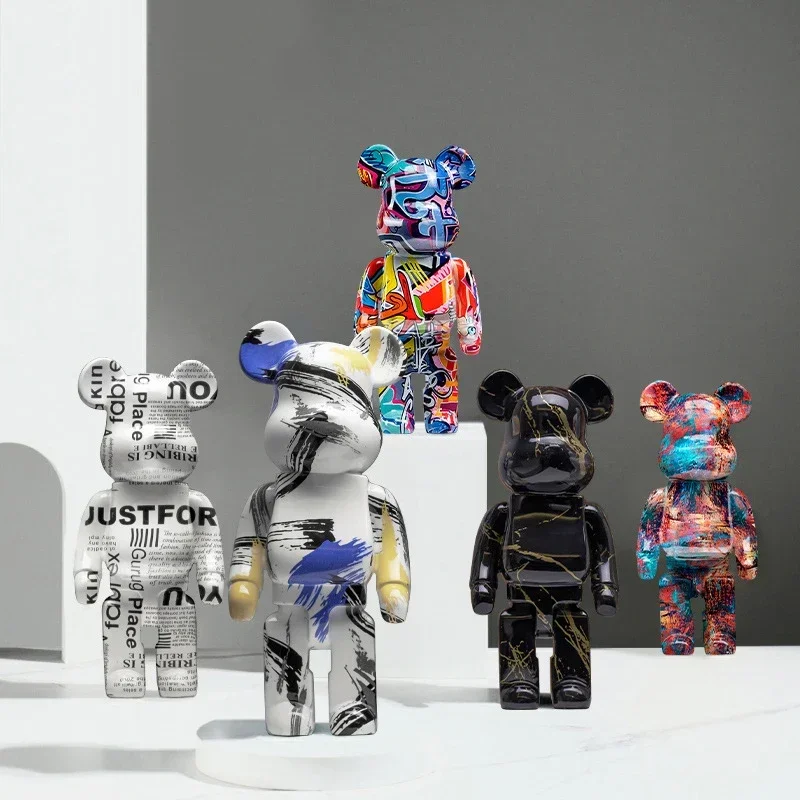 27cm/10Inches Graffiti Bear Figurine Home Decor Animal Abstract Ornament Storage Money Jar Modern Room Sculpture Table Decor - Image 3