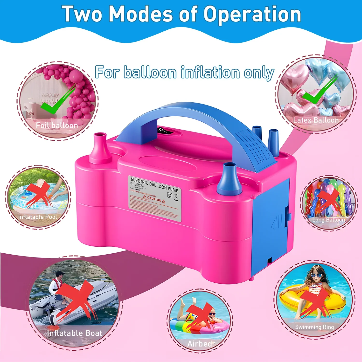 Double Nozzle Electric Balloon Inflation Pump, 600W Portable Balloon Pump for All Balloon Arch Party Birthday Wedding Decoration - Image 6