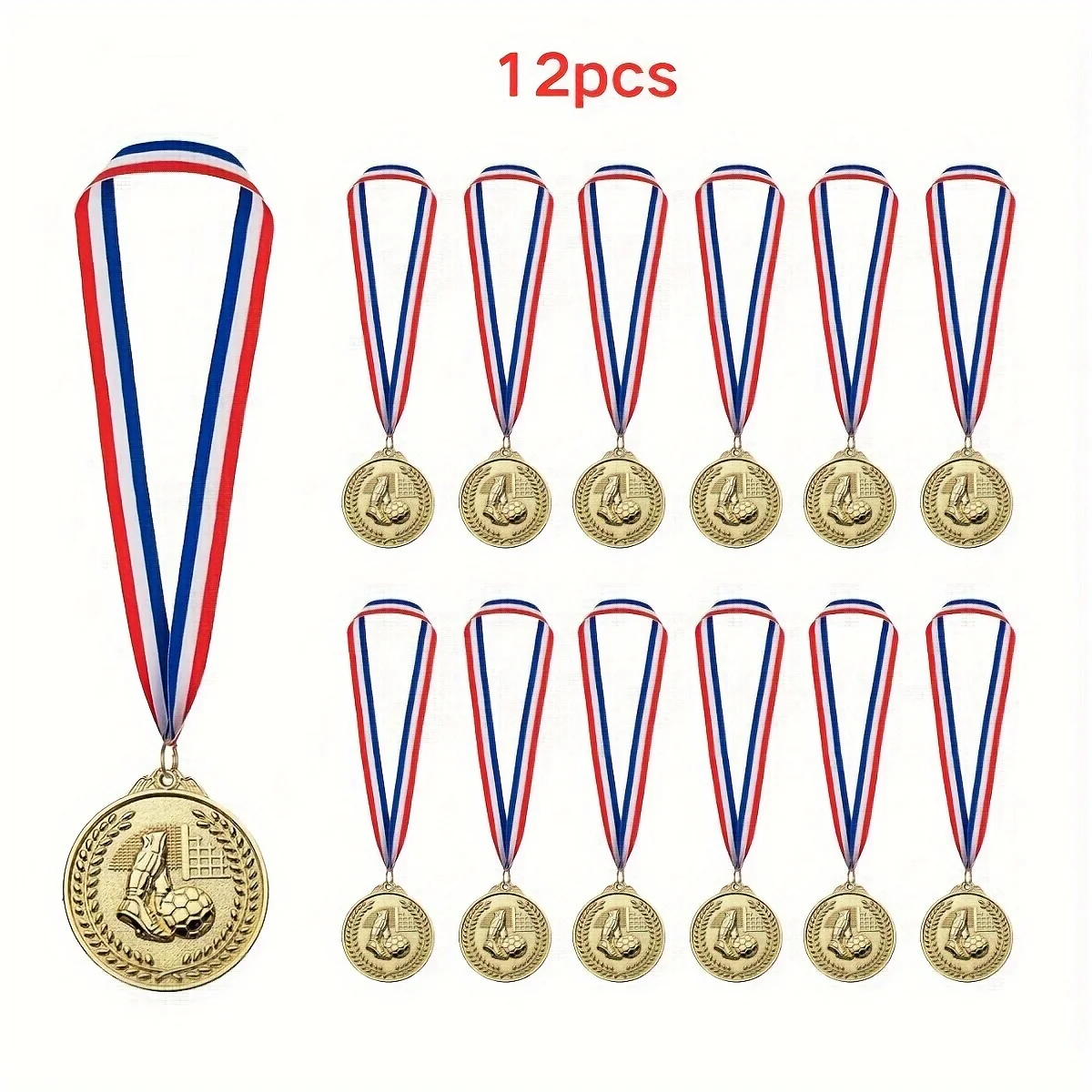 12pcs Gold Award Medal Zinc Alloy Round Winner Reward Football Competition Prizes Award Golden Medals for Souvenir Gift Sport - Image 2