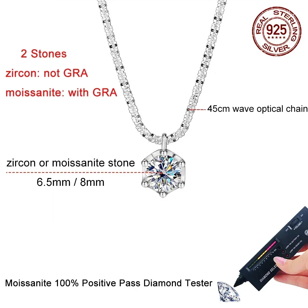 FEOBUR 1/2CT Sparkling Moissanite Diamond Necklace for Women Real S925 Silver Chains Pendant Female Wedding Trend Jewelry Gift - Image 6