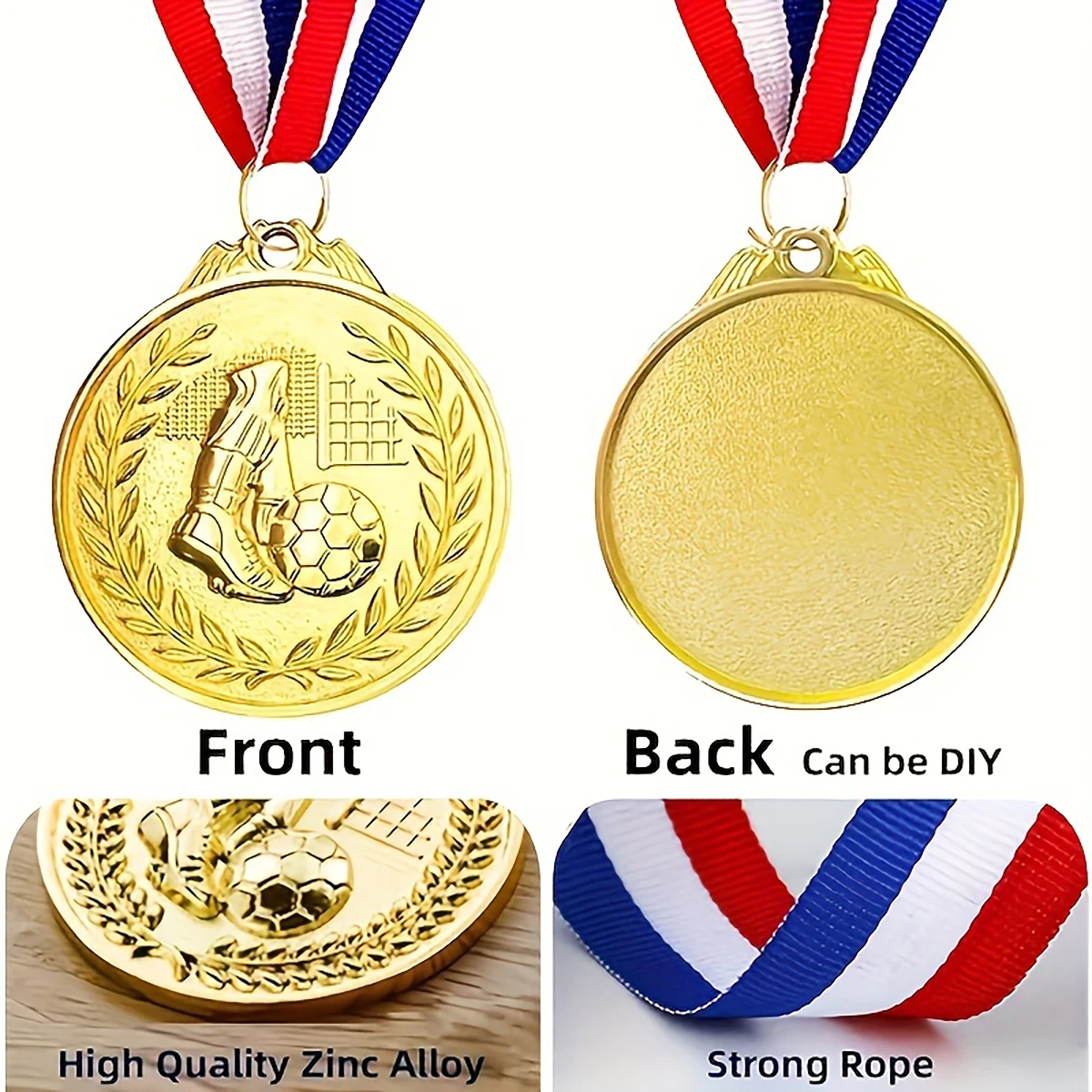 12pcs Gold Award Medal Zinc Alloy Round Winner Reward Football Competition Prizes Award Golden Medals for Souvenir Gift Sport - Image 5