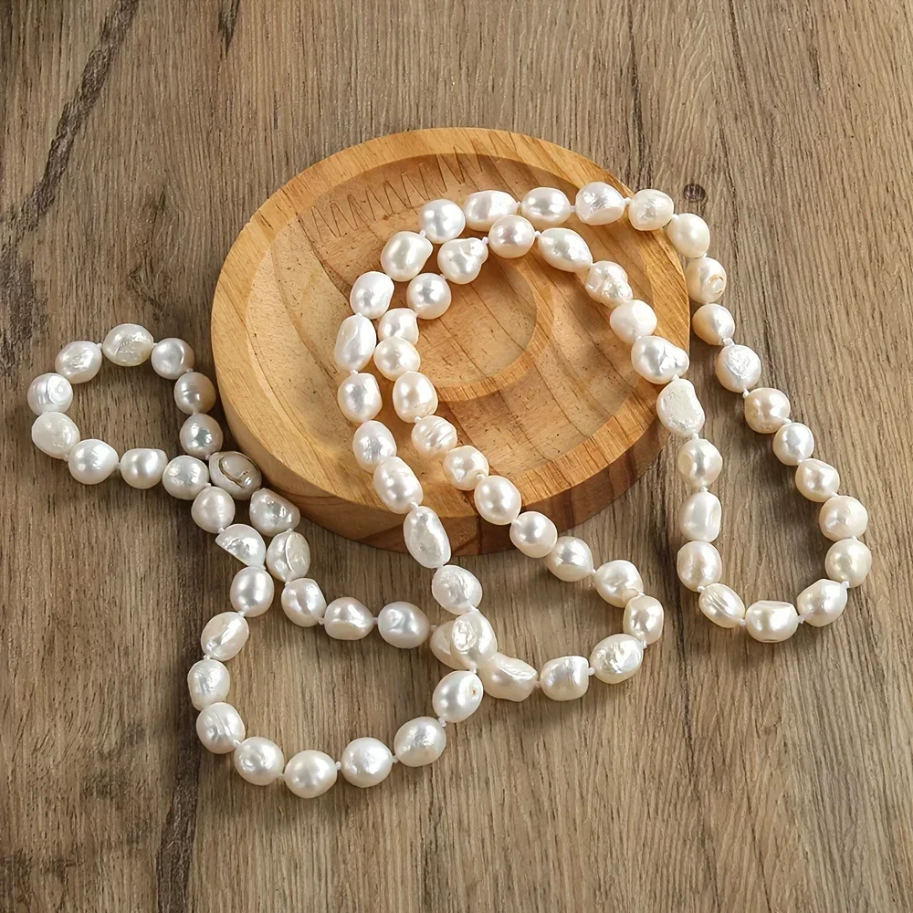 DAINASHI 8-9mm Baroque Natural Freshwater Pearl Necklaces for Women 86cm Long Sweater Necklaces Jewelry Gift Wholesale - Image 4