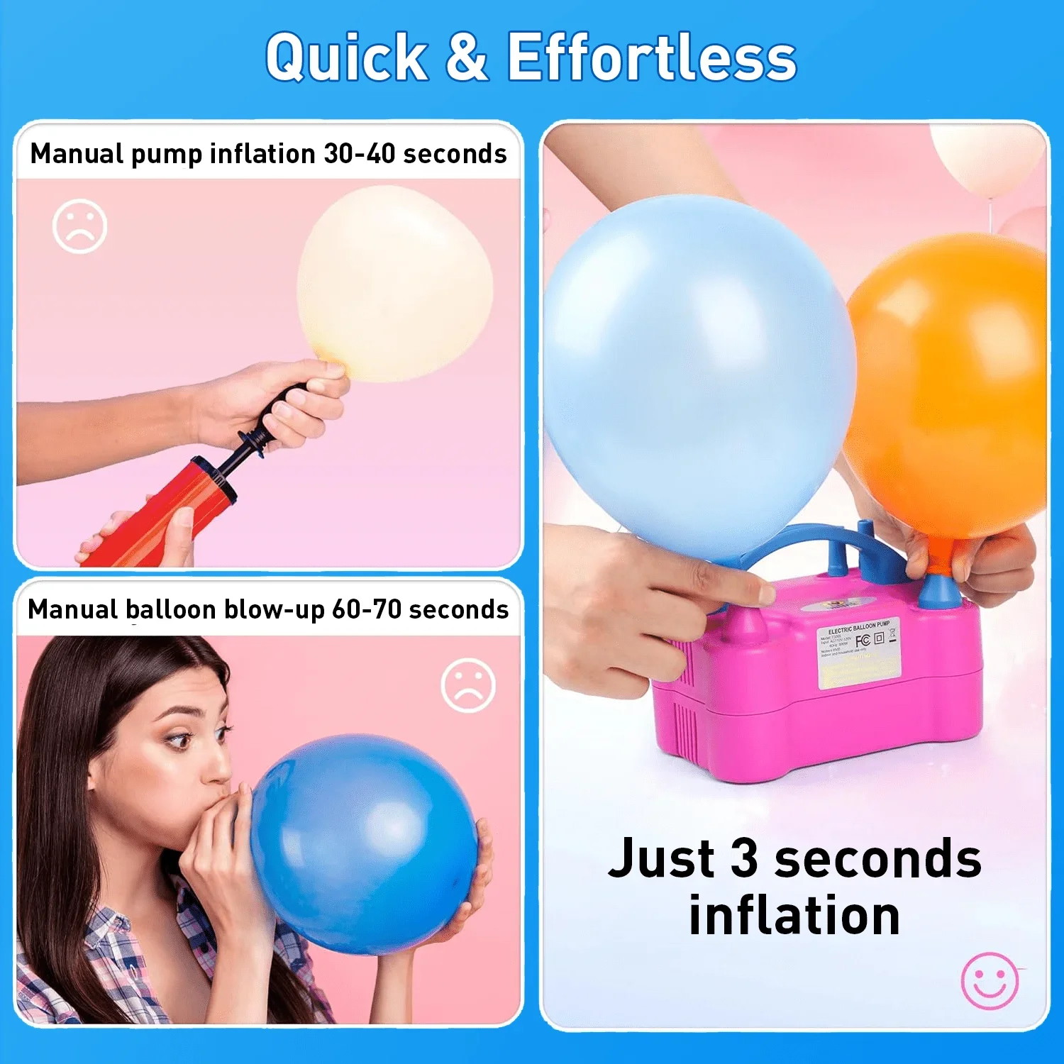 Double Nozzle Electric Balloon Inflation Pump, 600W Portable Balloon Pump for All Balloon Arch Party Birthday Wedding Decoration - Image 3