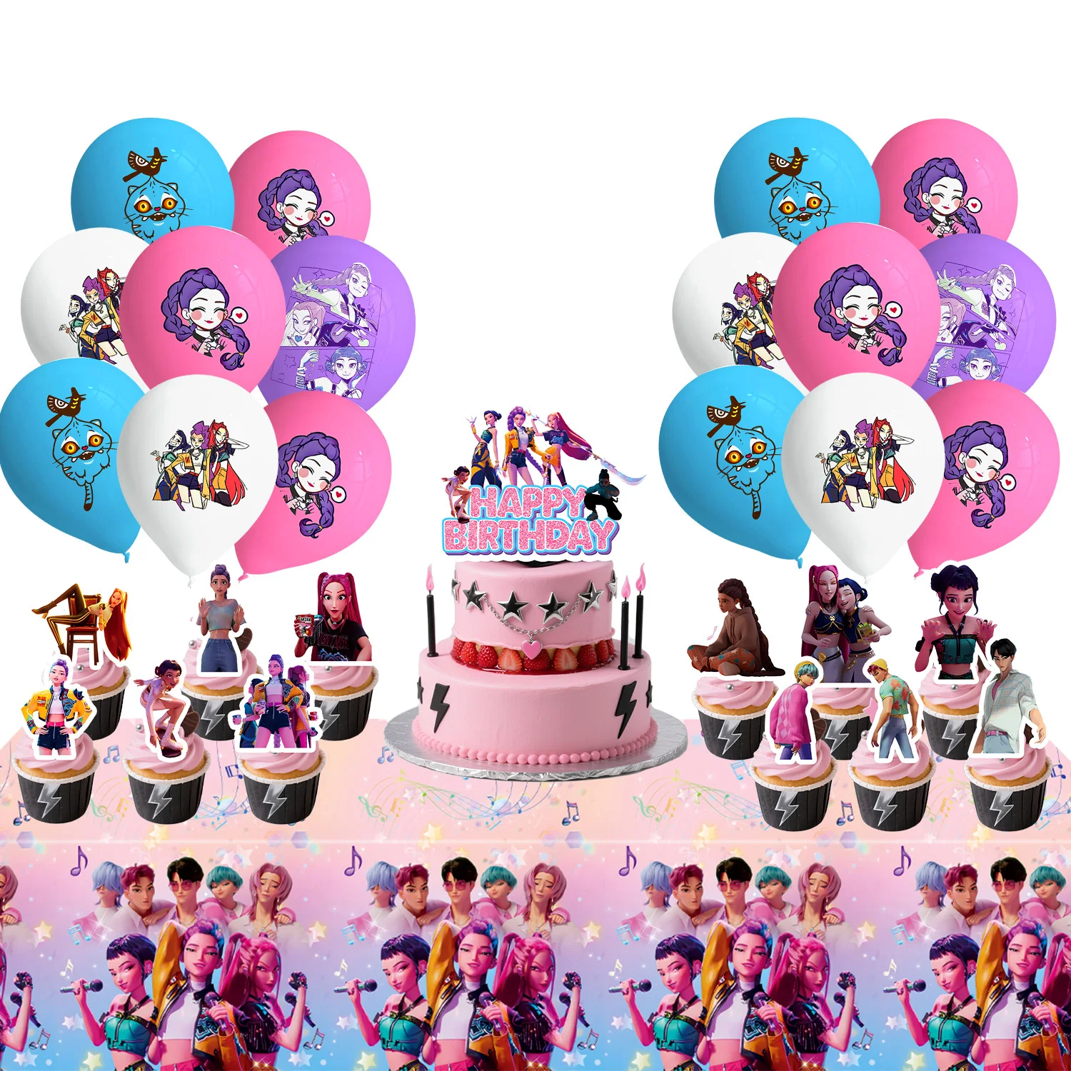 KPop Demon Hunters Theme Birthday Party Decoration Tableware Balloons Cup Plate Banner Kid Party Girls Baby Shower Supplies - Image 3