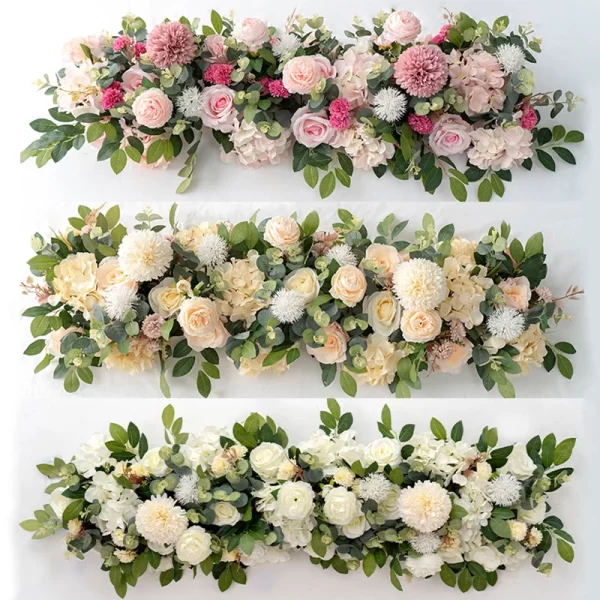 100cm Luxury White Rose Artificial Flower Row Wedding Table Centerpiece Flowers Backdrop Wall Arches Decor Party Stage Floral - Image 3